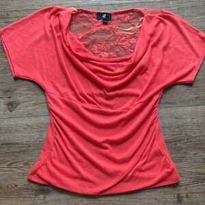 Knit Coral Lace Back Top